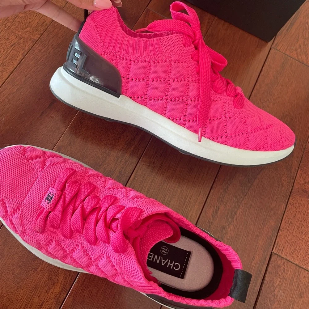 100% authentic Chanel sneakers in bright pink